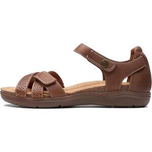 Clarks Collection Women's April Poppy Crisscross Strappy Sandals 9.5 Dark Tan
